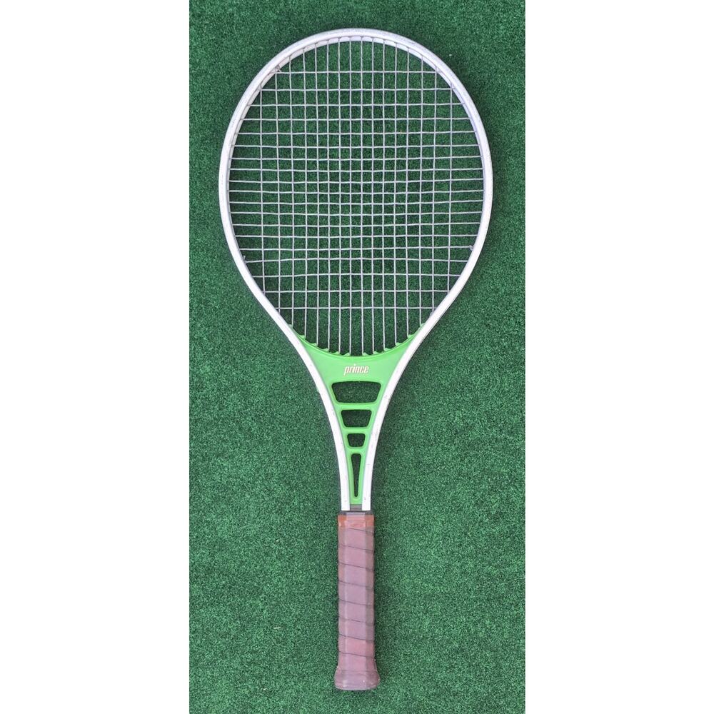 Vintage 80's Prince Classic Green & Silver Tennis Racquet, 4 1/4" Grip 72 Lbs.